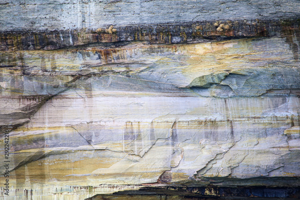 Naklejka premium Natural pictured rocks landscape at North Michigan for abstract colorful background