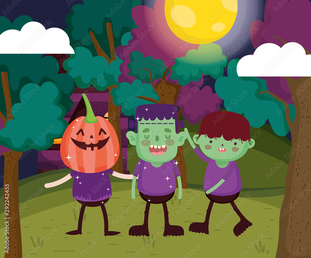 Obraz premium kids with costume halloween image