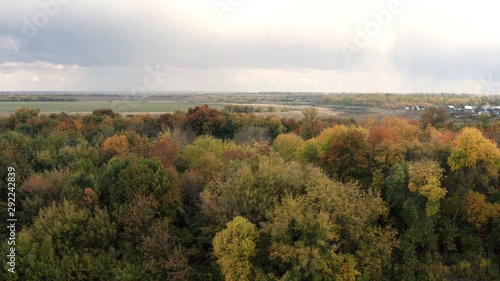 Rural river landscape. Autumn in the Russian outback