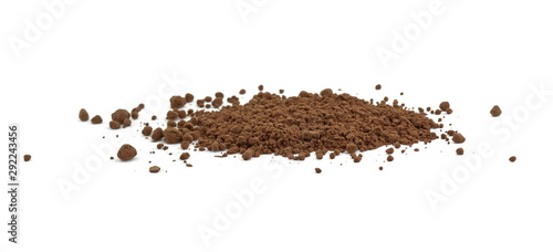 Instant Coffee powder isolated on white background. Coffee background.