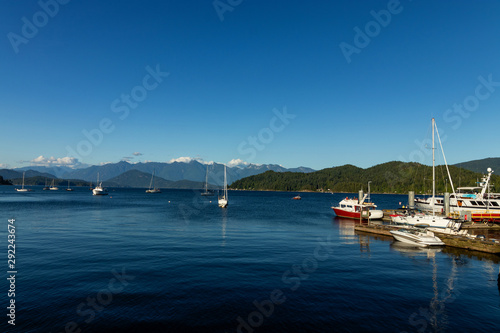 Deep blue water in the evening sun near Gibsons, BC