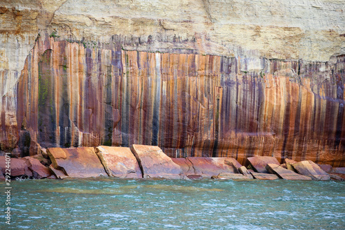 Natural pictured rocks landscape at North Michigan for abstract colorful background