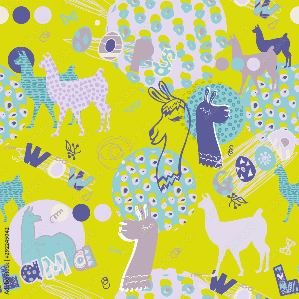Obraz premium seamless pattern with llama