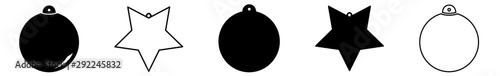 Christmas Bauble Icon Black | Xmas Ball Ornaments | Variations