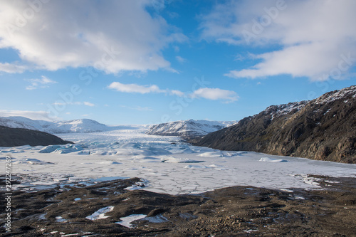 Hoffellsjokull glacier and lagoon in South Iceland