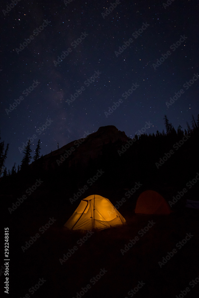 Camping in the Mountains at Night