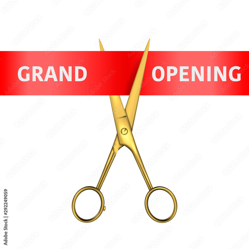 Gold scissors on white background.3D illustration. Stock Photo by