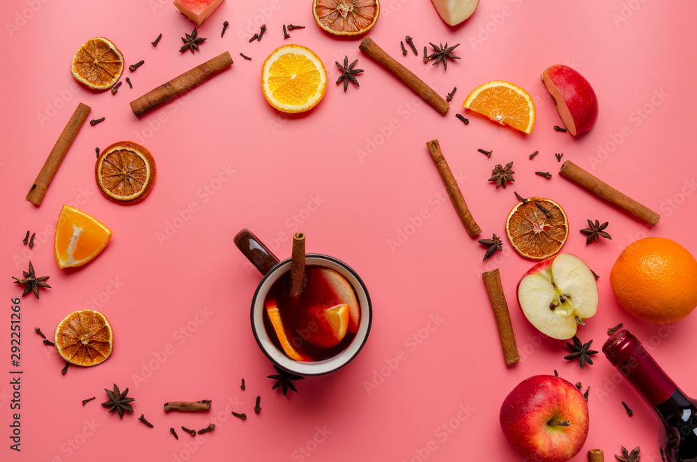 ingredients for cooking gluhwein or glogg on the colored background ingredients for cooking gluhwein or glogg on the colored background