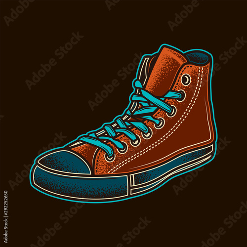 Retro sneakers. Original vector illustration. T-shirt design