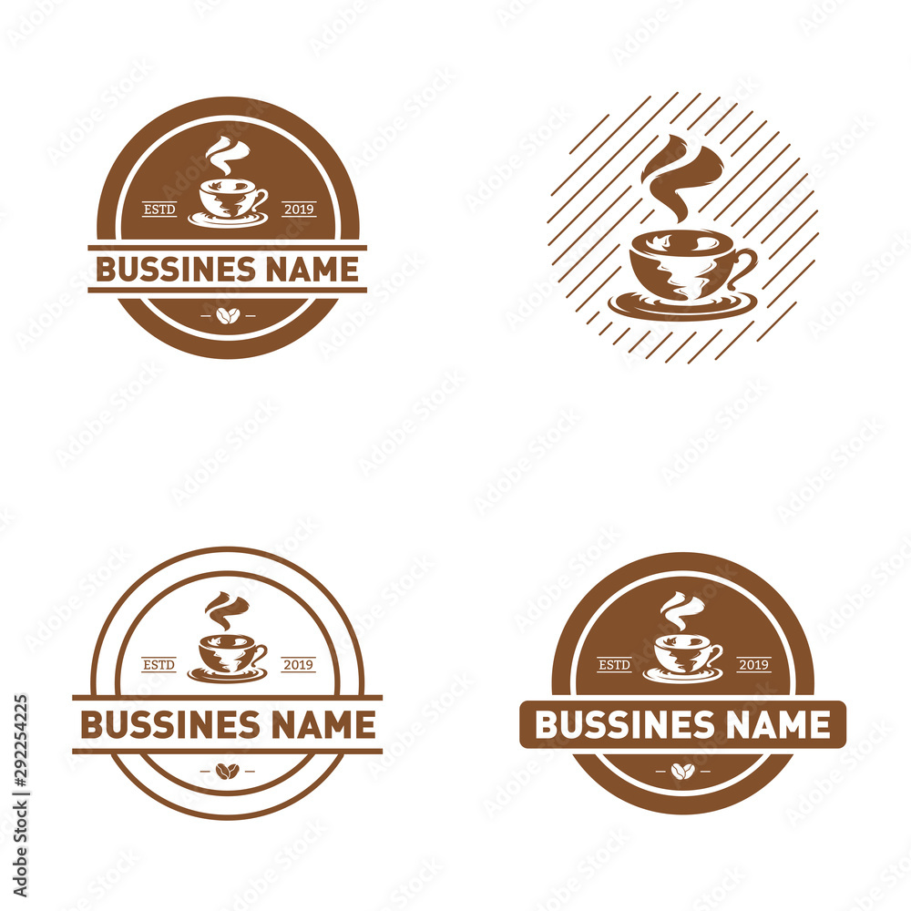 Fototapeta premium Coffee logo design vector template. Coffee label, Badge, Emblem. Illustration