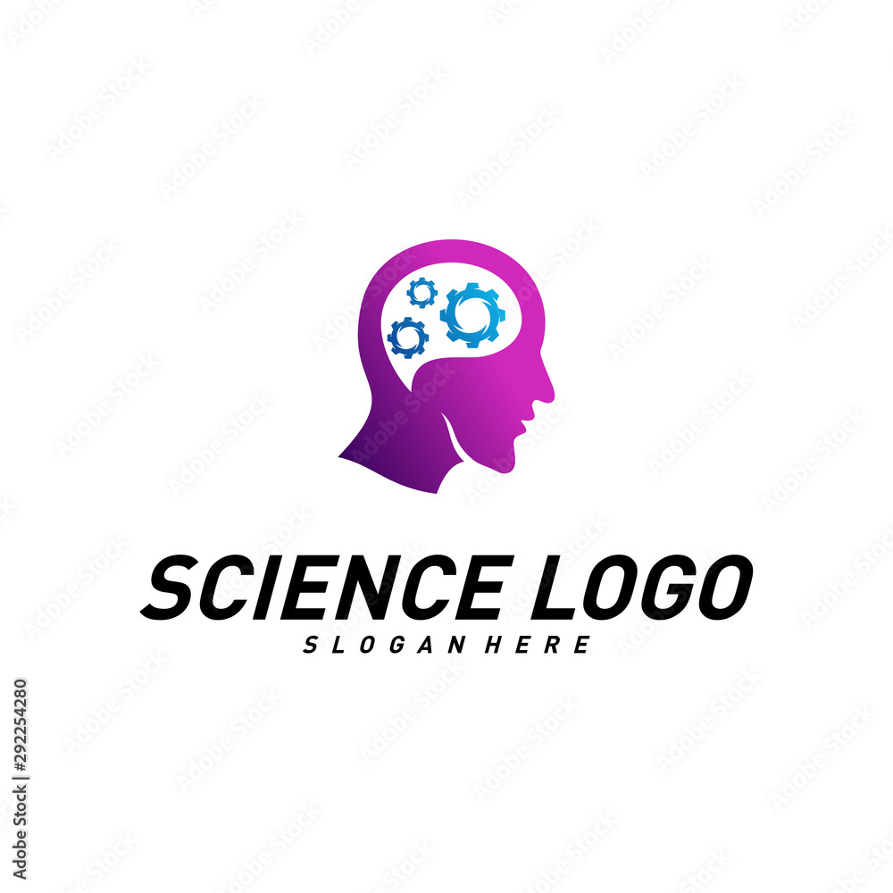 Head People with Gear Logo Vector Template. Brain, Creative mind with Mechanic, learning and design icons. Man head, people symbols. Colorful Icon Head People with Gear Logo Vector Template. Brain, Creative mind with Mechanic, learning and design icons. Man head, people symbols. Colorful Icon