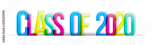 Class of 2020 colorful vector text isolated on a white background. Typography banner card.