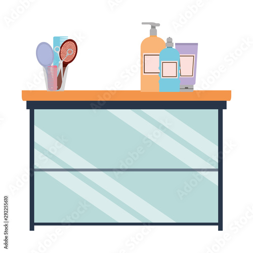 beauty salon desk with equipment