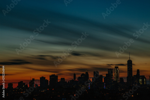 Manhattan skyline at sunset