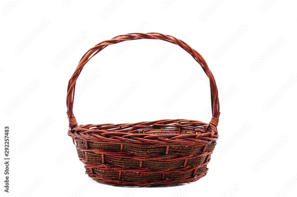 Straw basket on a white background Straw basket on a white background