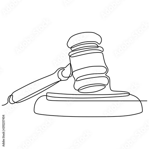 minimalist design of judge hammer continuous one line drawing vector object illustration law theme design