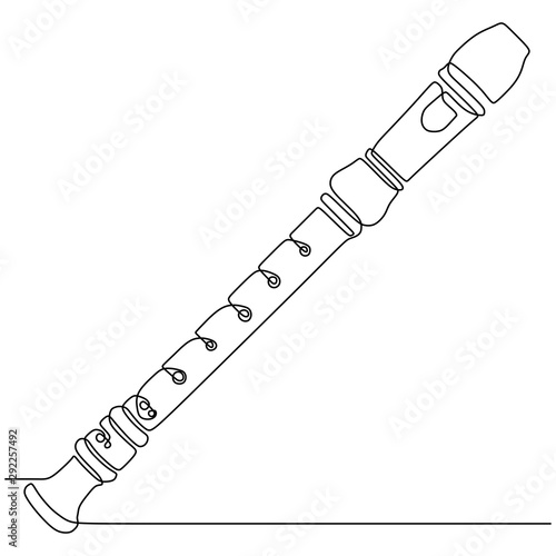 one continuous line drawing Recorders instrument vector illustration minimalist design single line art photo
