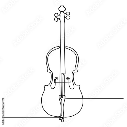 continuous one line drawing cello instrument vector illustration minimalist design single lineart