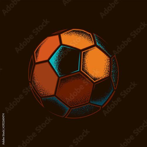 Original  vector illustration of a soccer ball in vintage style. Creative design element