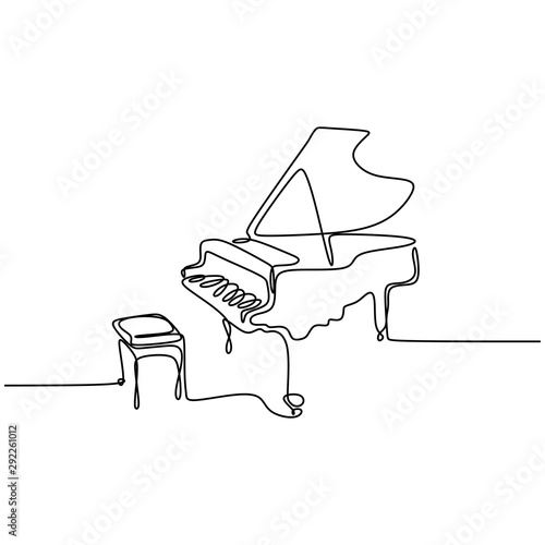 one line drawing piano music instrument vector illustration minimalist design
