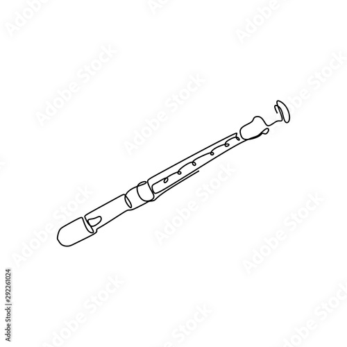 one continuous line drawing Recorders instrument vector illustration minimalist design single line art