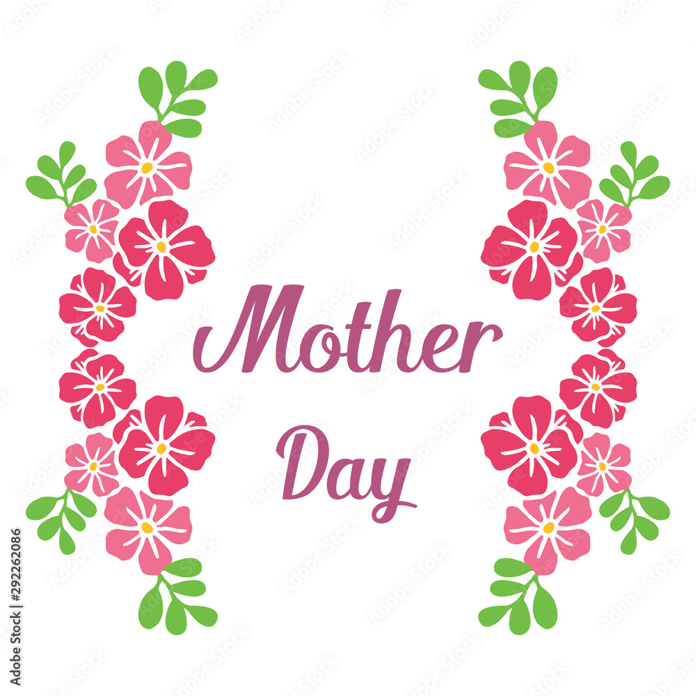 Bright pink wreath frame, for lettering of mother day on a white background. Vector Bright pink wreath frame, for lettering of mother day on a white background. Vector