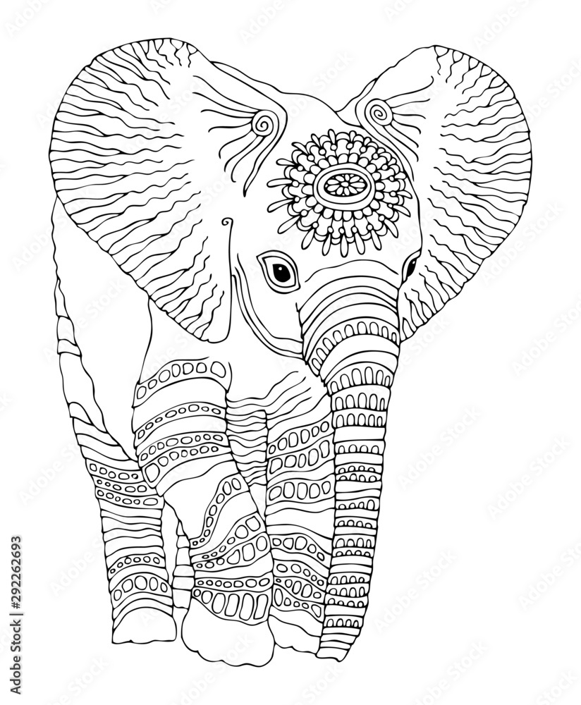 Elephant Pencil Case Coloring Page