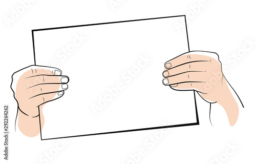 Hands holding object mockup or paper by edges isolated icon