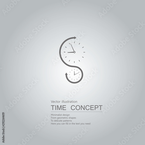 Vector drawn clock icon. Isolated on grey background.