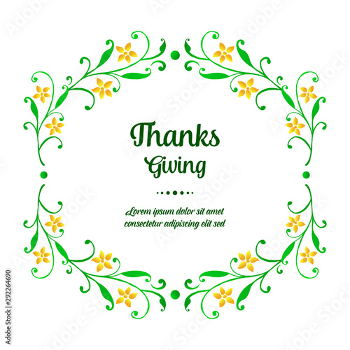 Collection card of thanksgiving  with decoration of beautiful yellow flower frame. Vector