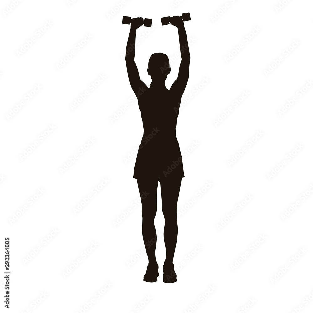 Women Are Doing Fitness Training Silhouette Women Are Doing Fitness Training Silhouette
