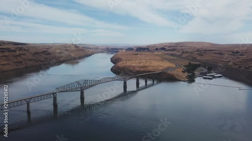 Wallpaper Mural Aerial view of the Snake River Bridge (aka Lyons Ferry Bridge) near the confluence of the Snake River and Palouse River in the scablands of eastern Washington state USA Torontodigital.ca