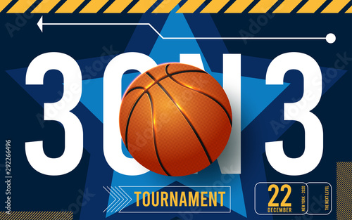 Design for basketball. Poster for the tournament. Vector illustration