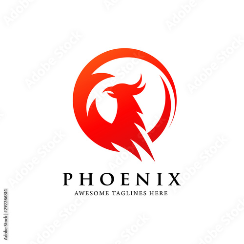 creative simple phoenix bird circle logo concept  best phoenix bird logo design