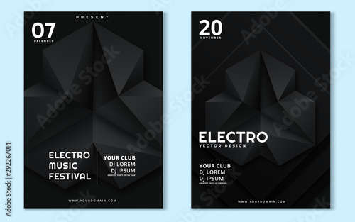 Electronic music fest and electro summer wave poster. Club party flyer. Vector illustration
