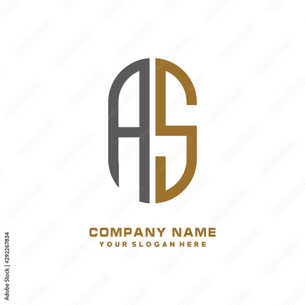 AS  minimalist letters, with black and gold, white, black background logos