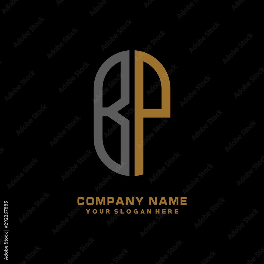 BP minimalist letters, with black and gold, white, black background logos BP minimalist letters, with black and gold, white, black background logos
