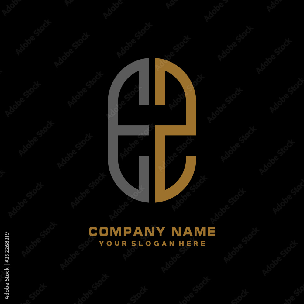 EZ minimalist letters, with black and gold, white, black background logos EZ minimalist letters, with black and gold, white, black background logos