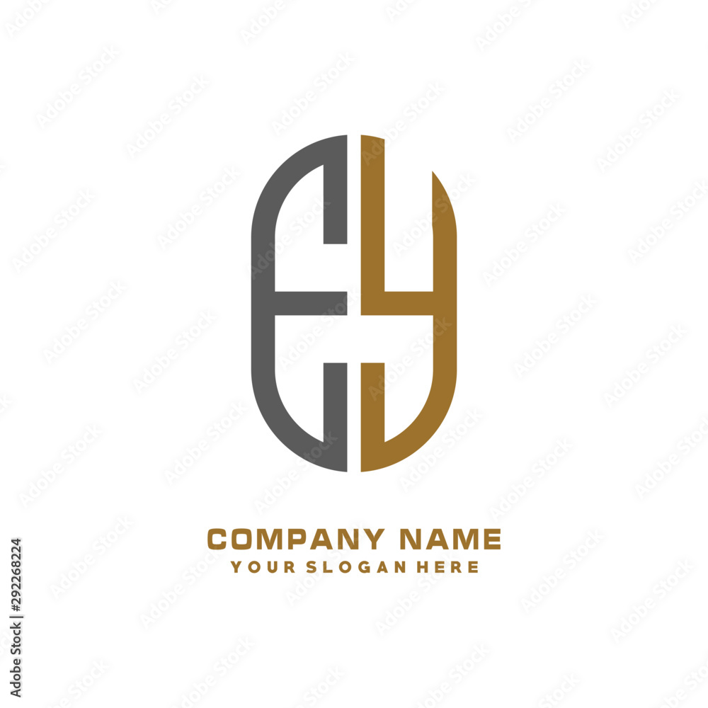 Obraz premium EY minimalist letters, with black and gold, white, black background logos