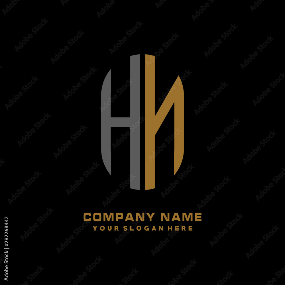 HN minimalist letters, with black and gold, white, black background logos HN minimalist letters, with black and gold, white, black background logos