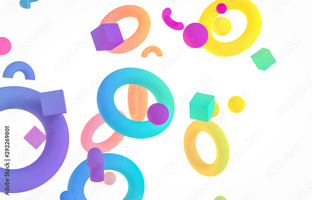 Abstract colorful 3d art background. Holographic geometric shape form floating on white isolated background. memphis style. Abstract colorful 3d art background. Holographic geometric shape form floating on white isolated background. memphis style.