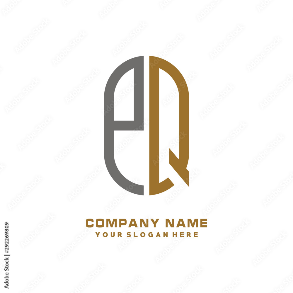 PQ minimalist letters, with gray and gold, white, black background logos PQ minimalist letters, with gray and gold, white, black background logos