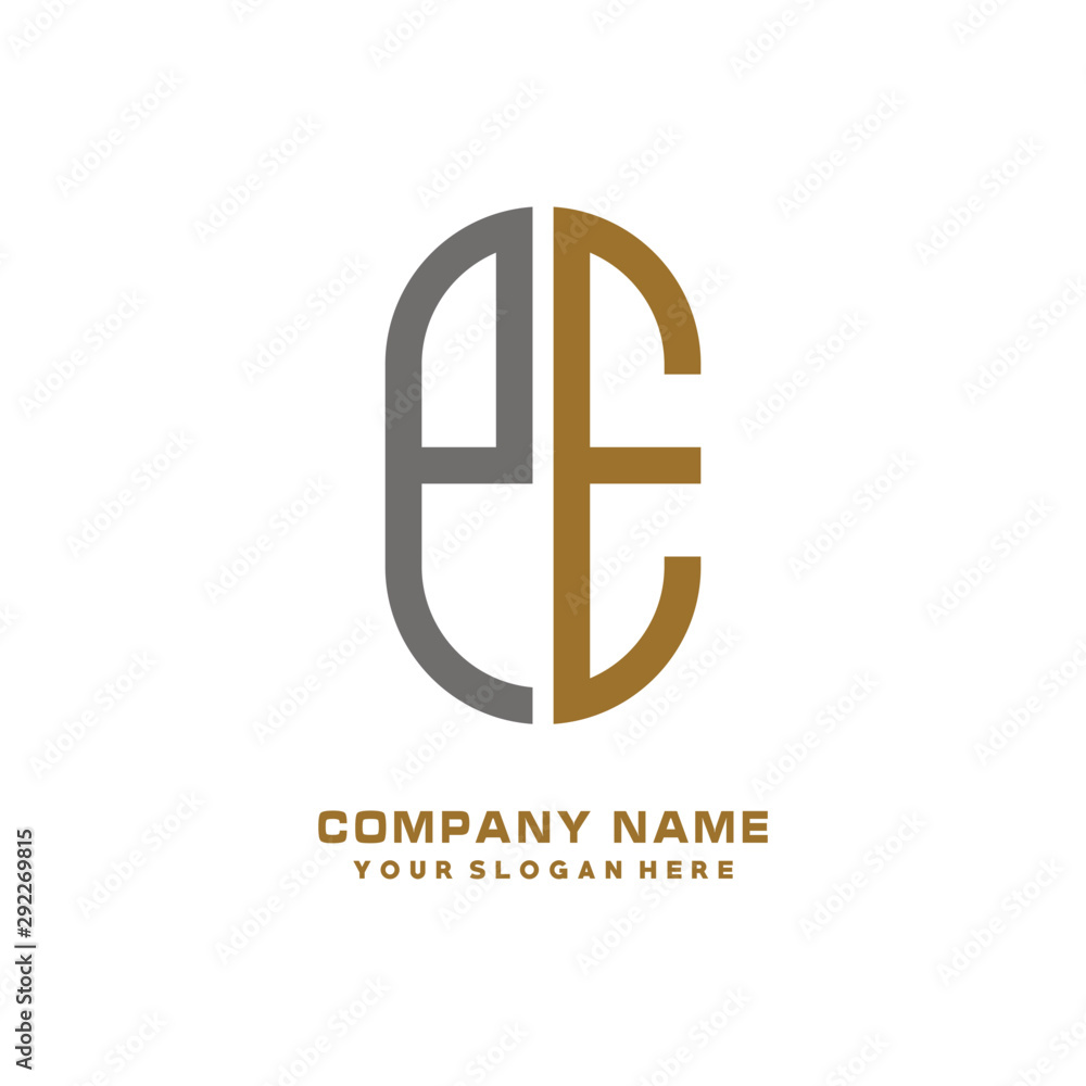 Obraz premium PE minimalist letters, with gray and gold, white, black background logos