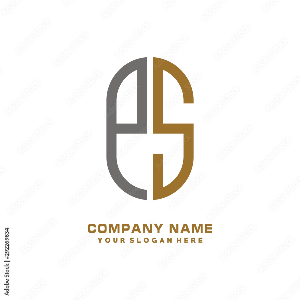 PS minimalist letters, with gray and gold, white, black background logos PS minimalist letters, with gray and gold, white, black background logos