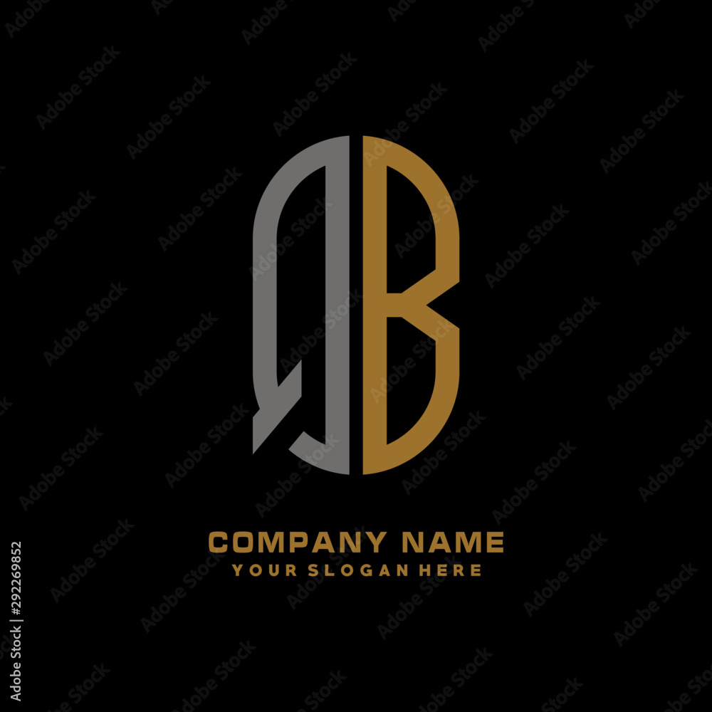 QB minimalist letters, with gray and gold, white, black background logos QB minimalist letters, with gray and gold, white, black background logos