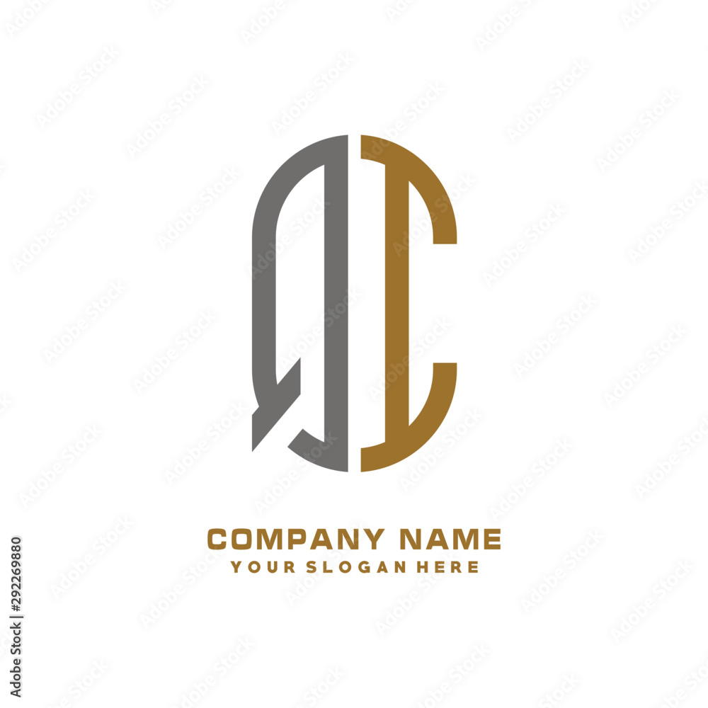 QI minimalist letters, with gray and gold, white and black background logos QI minimalist letters, with gray and gold, white and black background logos