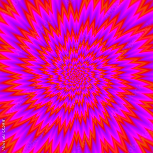 Scarlet flower. Red flower blossom. Optical expansion illusion.