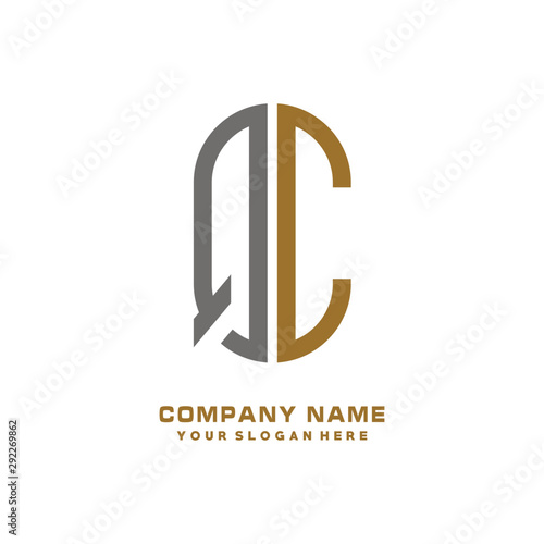 Free Download QC minimalist letters, with gray and gold, white and black background logos - GFXLoad