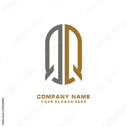QQ minimalist letters, with gray and gold, white and black background logos