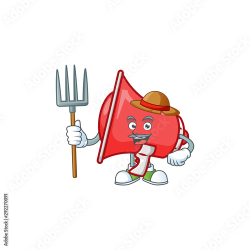 Farmer red loudspeaker cartoon character with mascot
